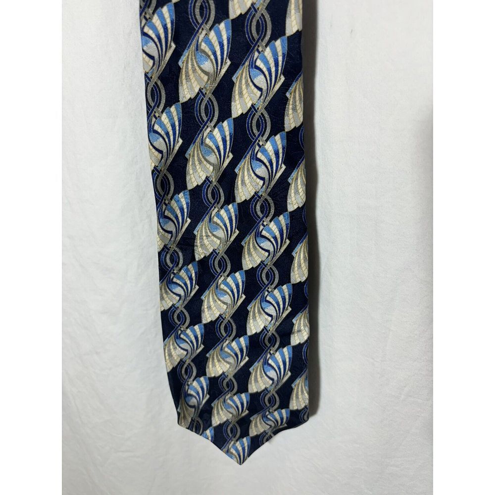 ALEXANDER LLOYD MENS TIE NAVY BLUE BEIGE BB7‎